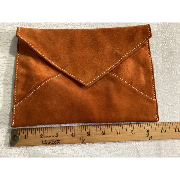 Creazioni Maurizio Genuine Suede Italian Envelope Crossbody PumpkinItaly - Picture 6 of 7